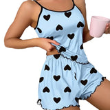 Women's Clothing Pajamas Two-Piece Suit Summer Sexy Leisure Halter Tank Top Shorts Girls Comfortable Print Homewear Suit